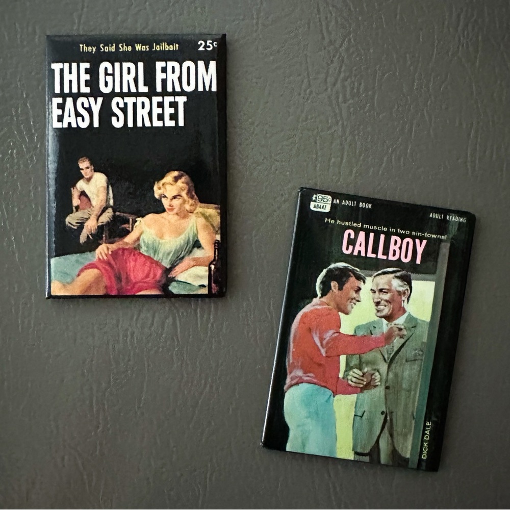 Vintage Pulp Adult Book Paperback Covers Refrigerator Magnet Set